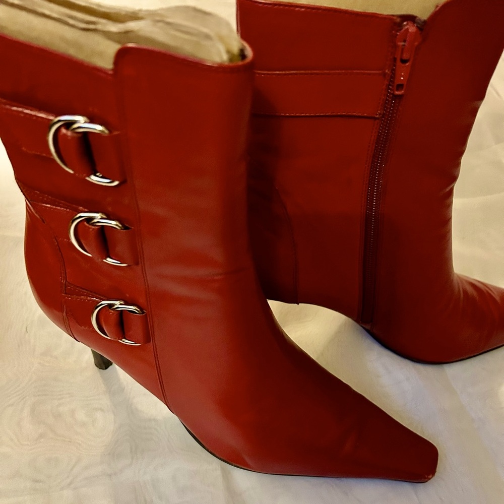 Valerie Stevens Red Leather Boots